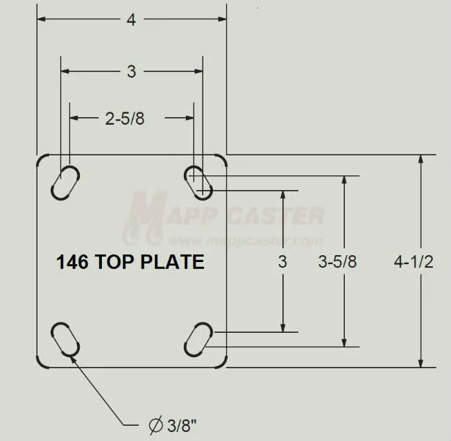 6" x 2" Polyurethane on Iron Wheel Rigid Caster with Brake - 1,250 Lbs Capacity