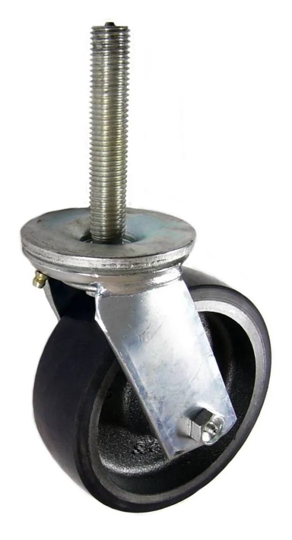 6" x 2" Polyurethane on Iron Wheel Swivel Caster with 3/4" Threaded Stem - 600 Lbs Capacity