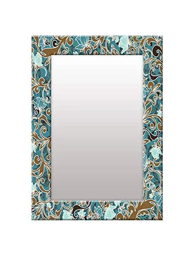 999STORE Floor Mirror Floral wash Basin for Living Room - Blue Mirror (Mirror_20X30 Inch)