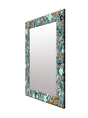 999STORE Floor Mirror Floral wash Basin for Living Room - Blue Mirror (Mirror_20X30 Inch)