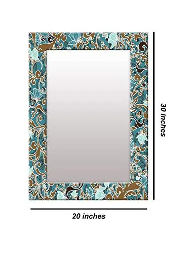 999STORE Floor Mirror Floral wash Basin for Living Room - Blue Mirror (Mirror_20X30 Inch)