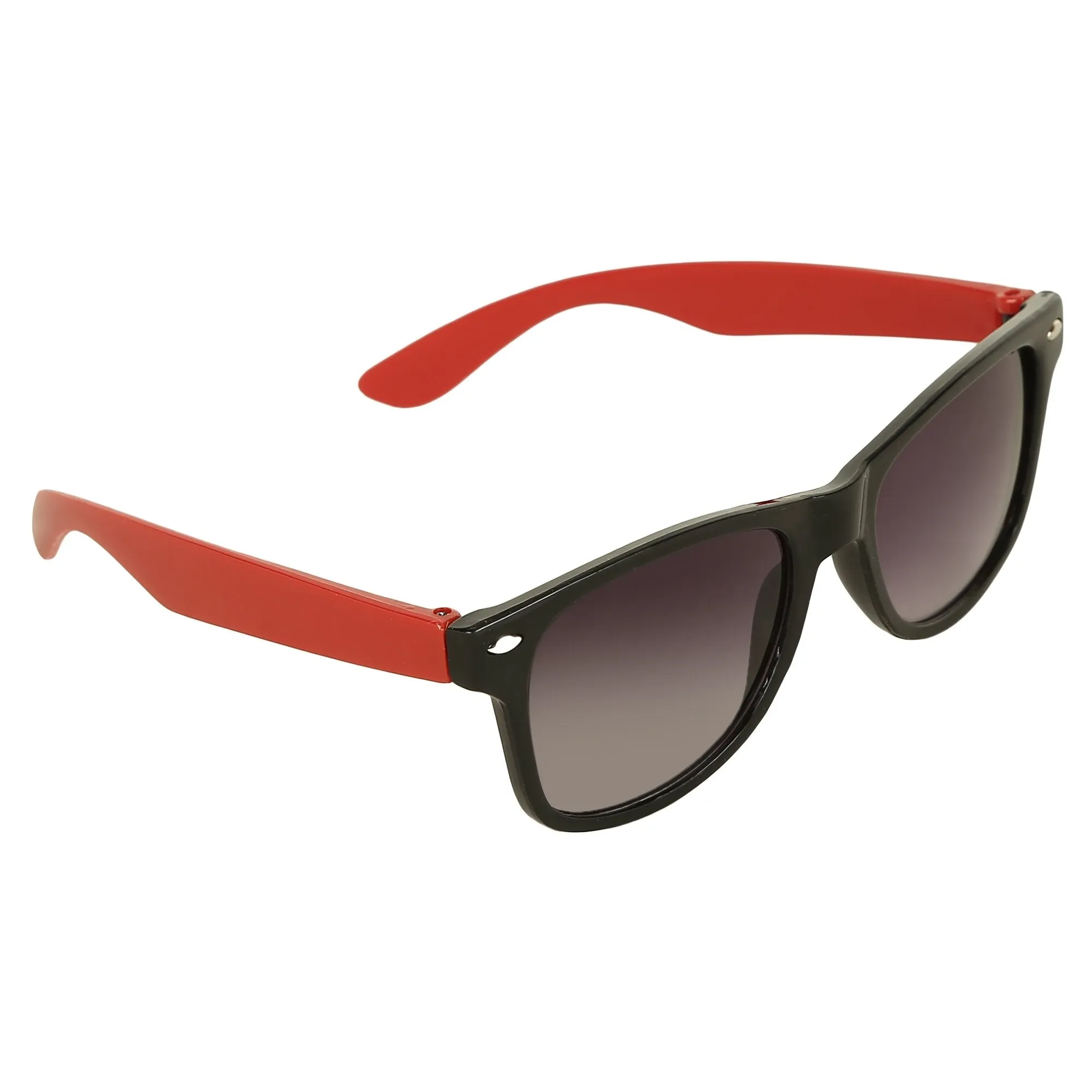 AMOUR Red & Black Full Frame Sunglasses with Black Lens for Kids with Case (5 to 8 Years)