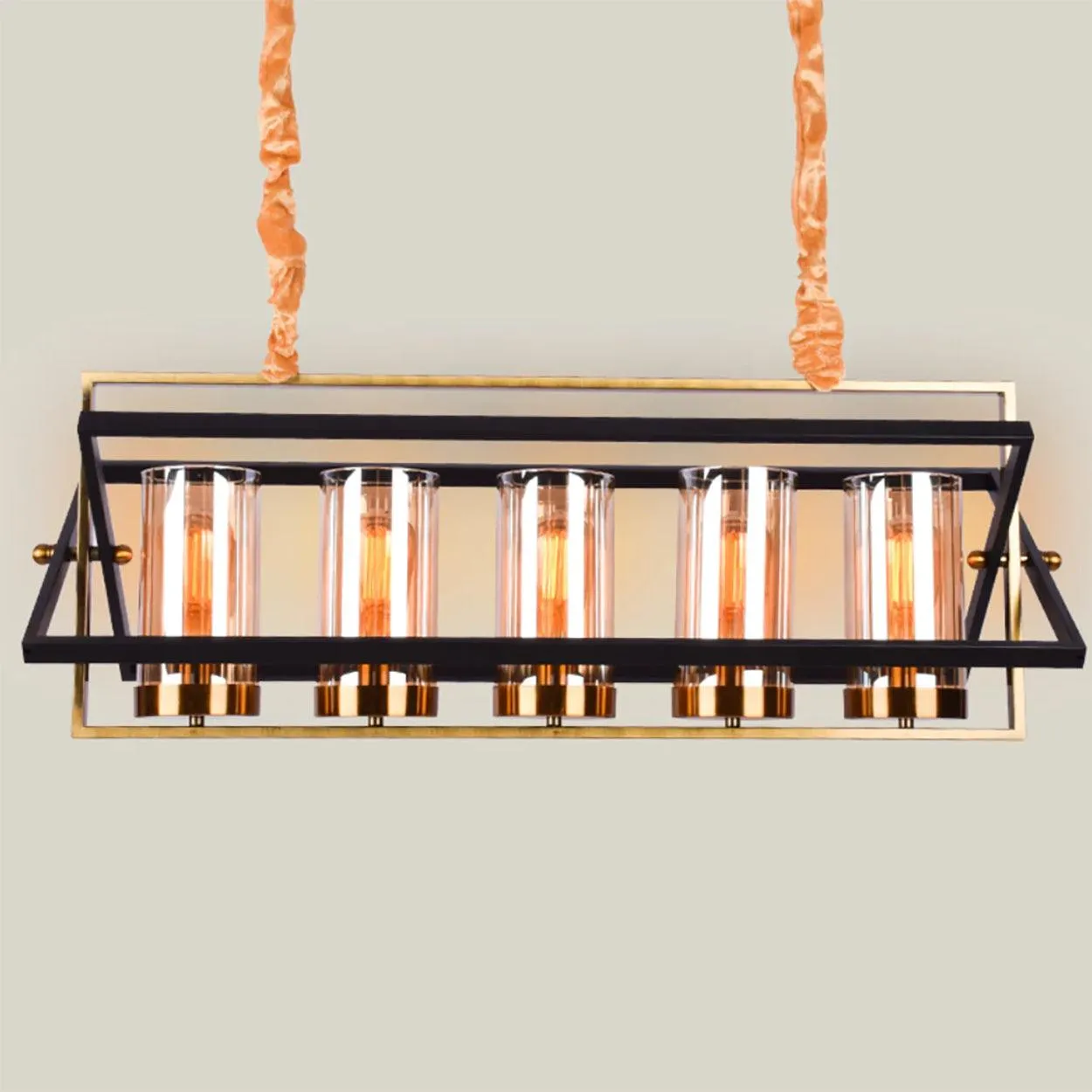 ANKUR JUTTY 5 LIGHT ANTIQUE GOLD WITH BLACK CHANDELIER