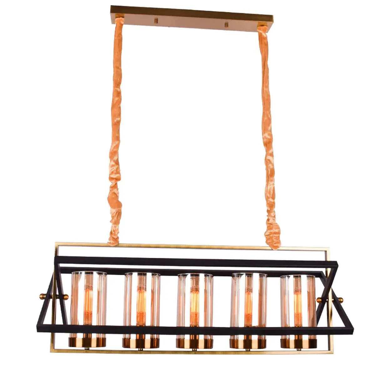 ANKUR JUTTY 5 LIGHT ANTIQUE GOLD WITH BLACK CHANDELIER