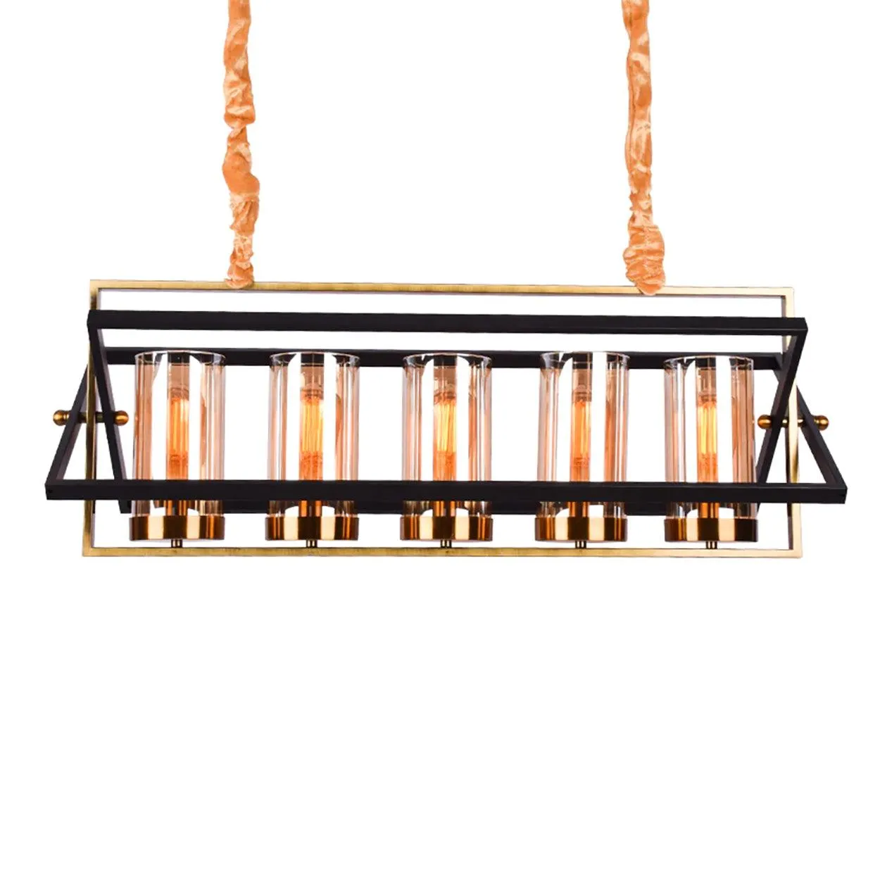 ANKUR JUTTY 5 LIGHT ANTIQUE GOLD WITH BLACK CHANDELIER