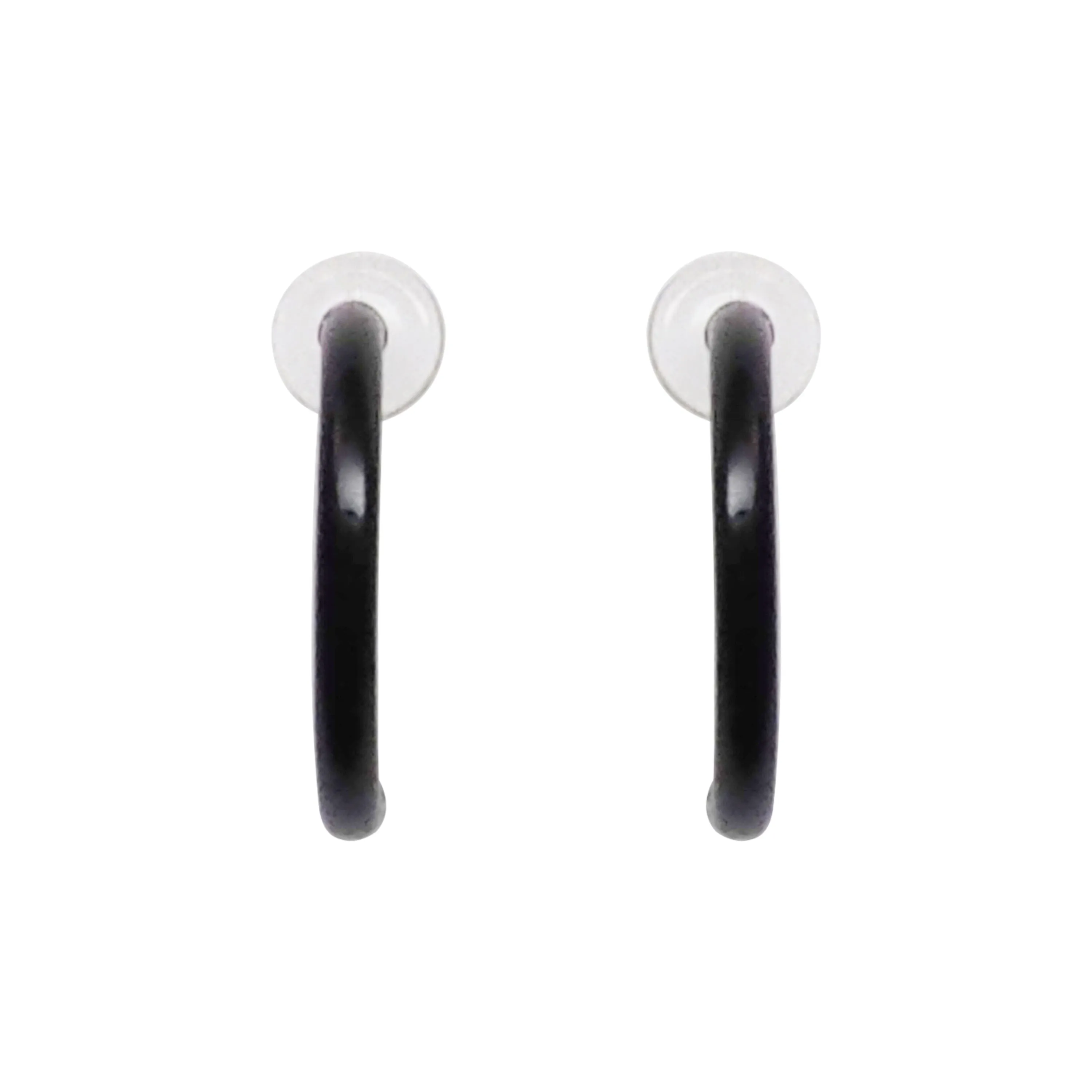 Black 12mm Invisible Clip On Earrings