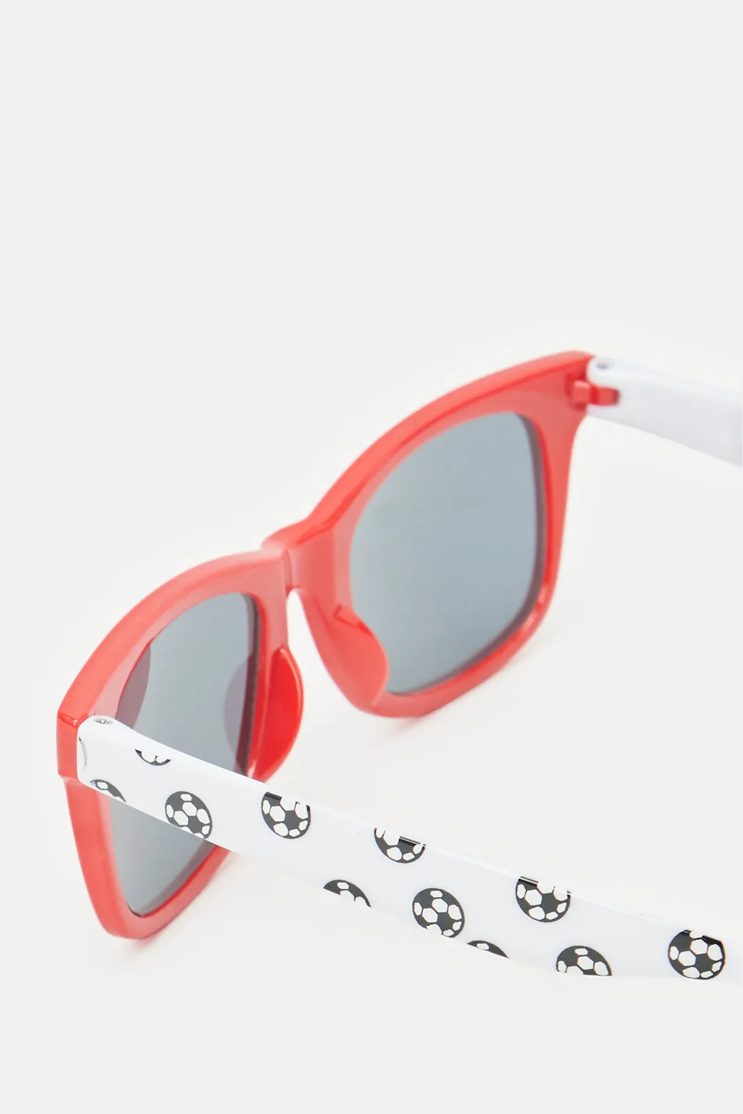 Boys Red And White Wayfarer Printed Sunglasses