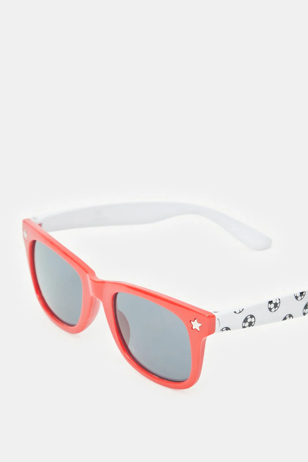 Boys Red And White Wayfarer Printed Sunglasses