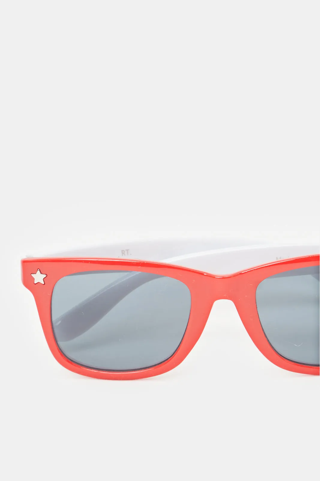 Boys Red And White Wayfarer Printed Sunglasses