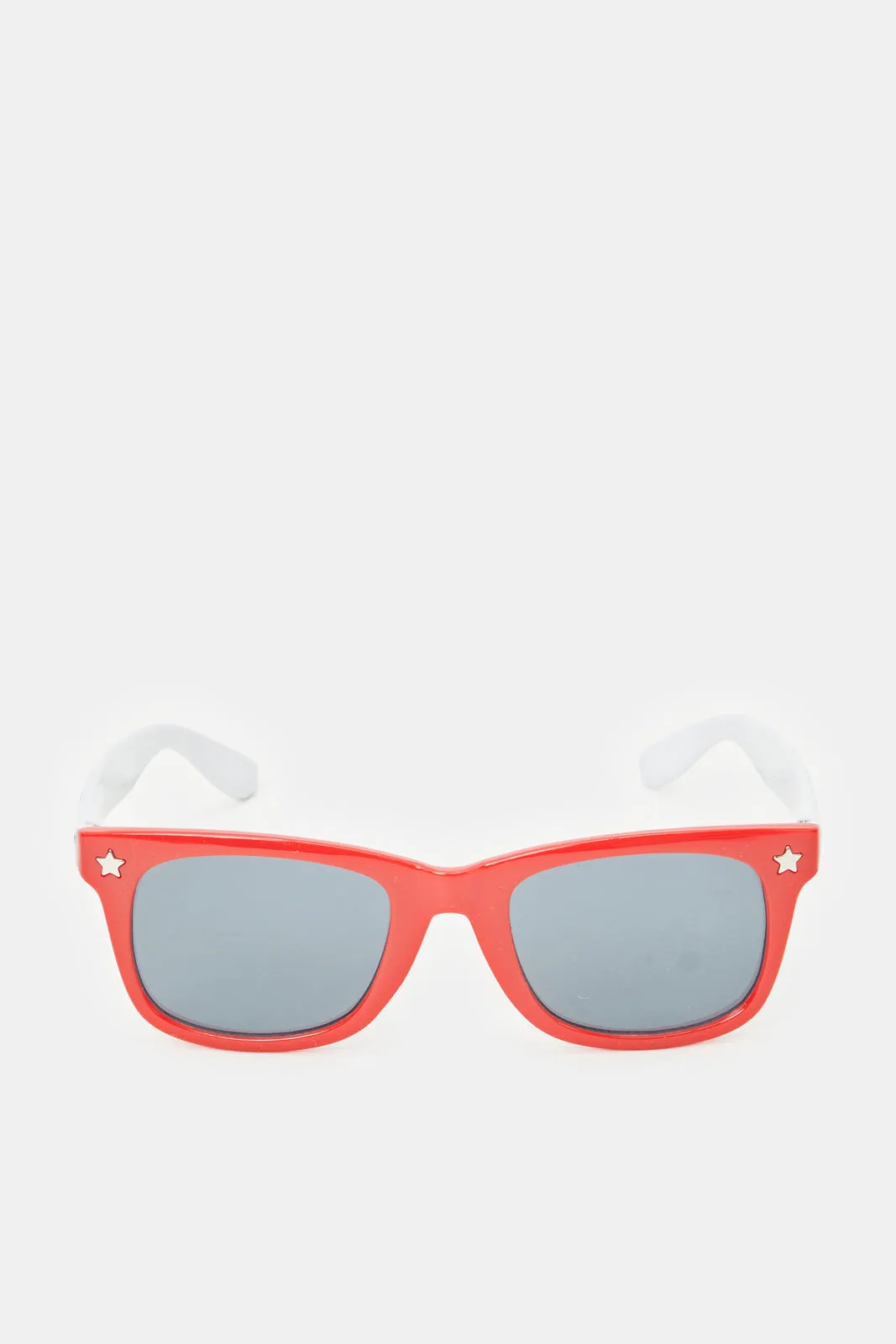 Boys Red And White Wayfarer Printed Sunglasses