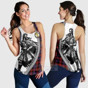 Brown (Broun) Tartan Clan Crest Women's Racerback Tanks with Highlander Warrior Celtic Style