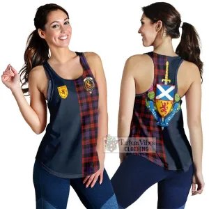 Brown (Broun) Tartan Women's Racerback Tanks Alba with Scottish Lion Royal Arm Half Style