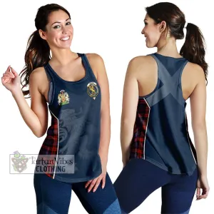 Brown (Broun) Tartan Women's Racerback Tanks with Family Crest and Lion Rampant Vibes Sport Style