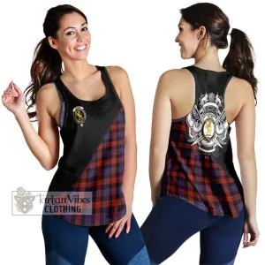 Brown (Broun) Tartan Women's Racerback Tanks with Family Crest and Military Logo Style