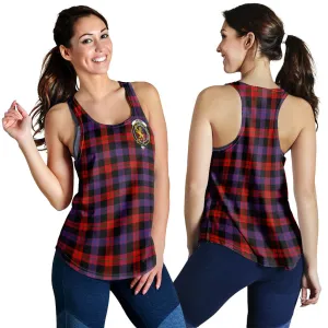 Brown (Broun) Tartan Women's Racerback Tanks with Family Crest