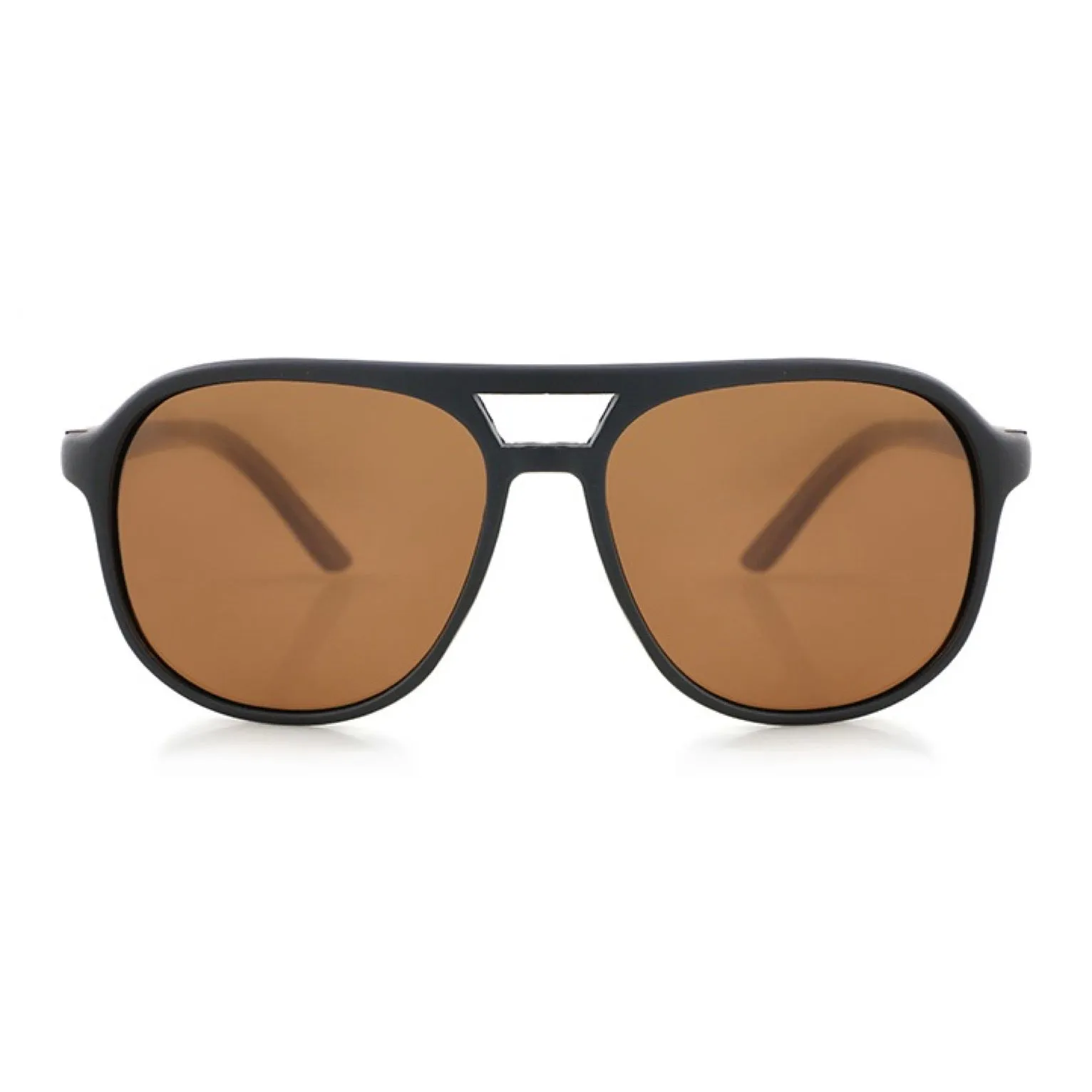 Brown Polarized Wood Aviator Sunglasses