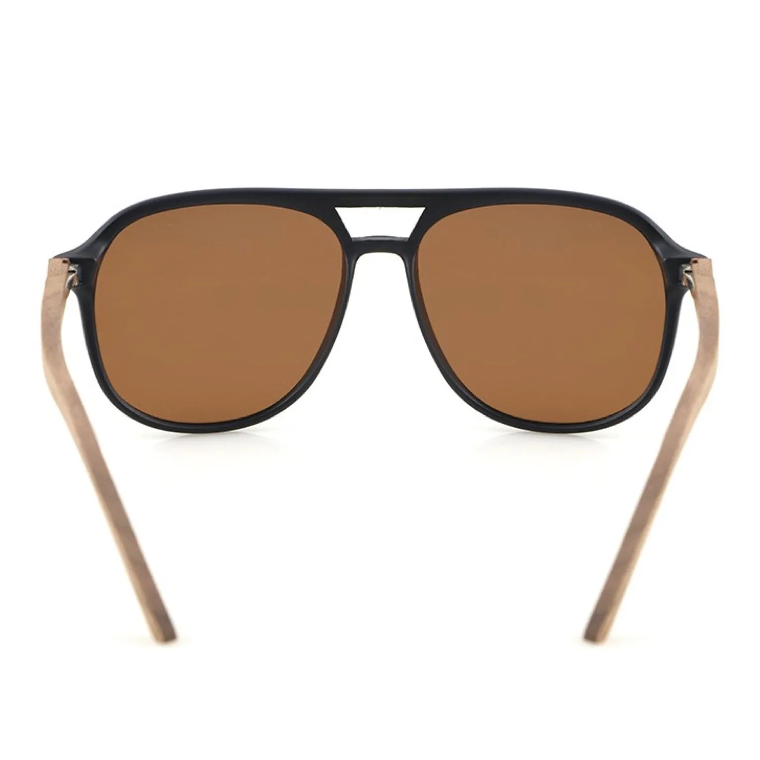 Brown Polarized Wood Aviator Sunglasses