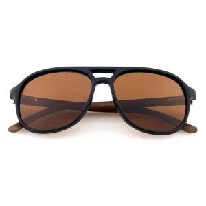 Brown Polarized Wood Aviator Sunglasses