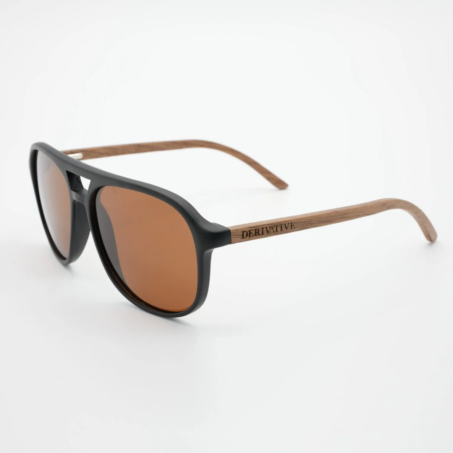 Brown Polarized Wood Aviator Sunglasses