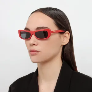 Capri Rectangular Sunglasses in Red by Jacquemus