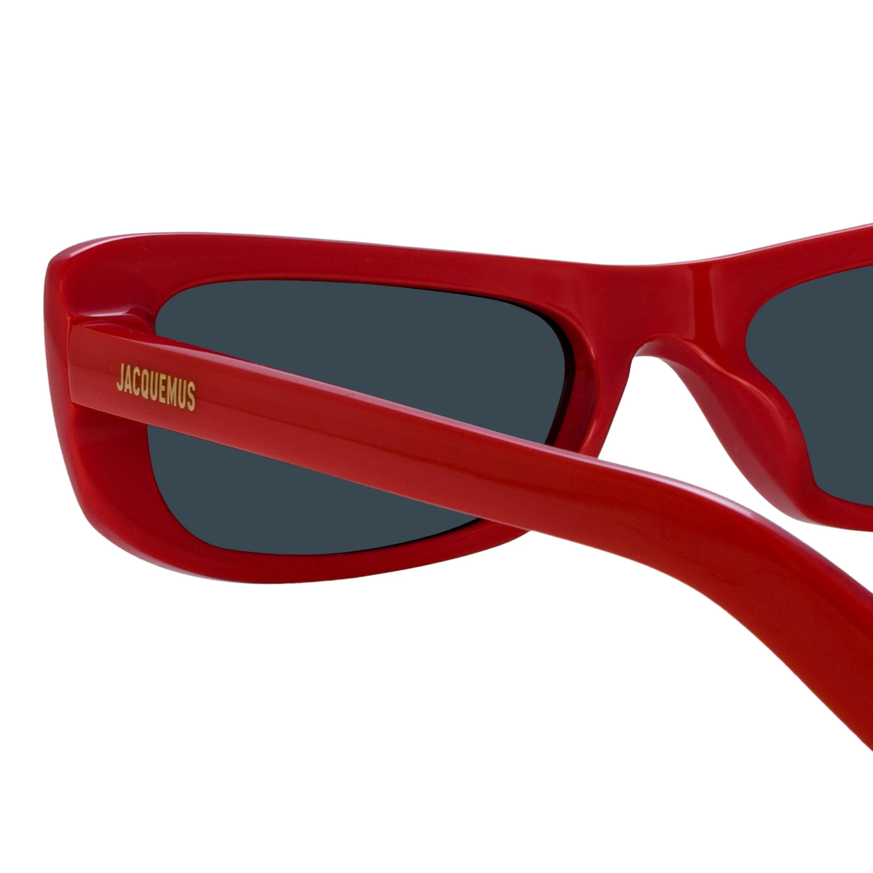 Capri Rectangular Sunglasses in Red by Jacquemus