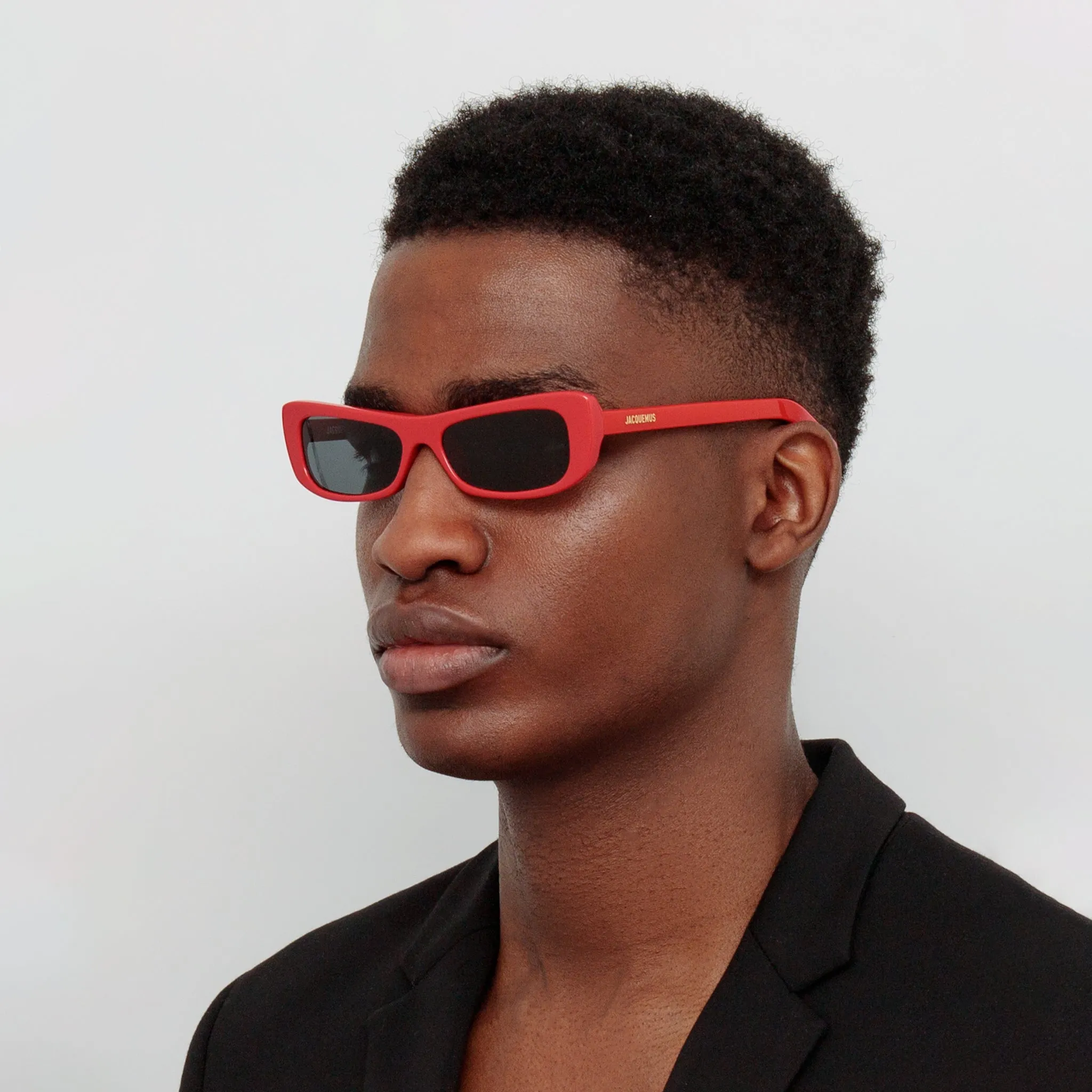 Capri Rectangular Sunglasses in Red by Jacquemus