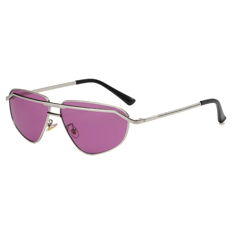 CCspace Unisex Full Rim Irregular Triangle Double Bridge Alloy UV400 Sunglasses 56348