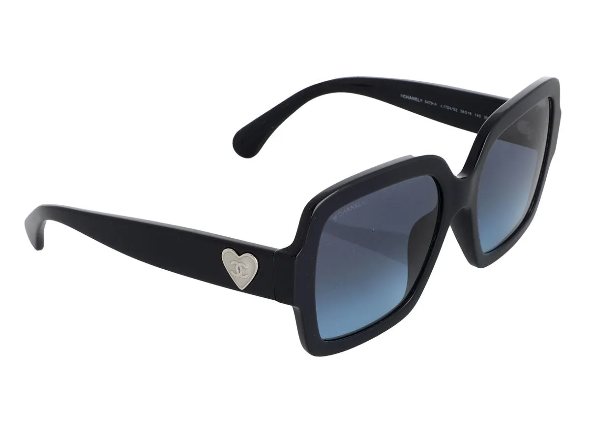 Chanel Dark Navy Heart Sunglasses