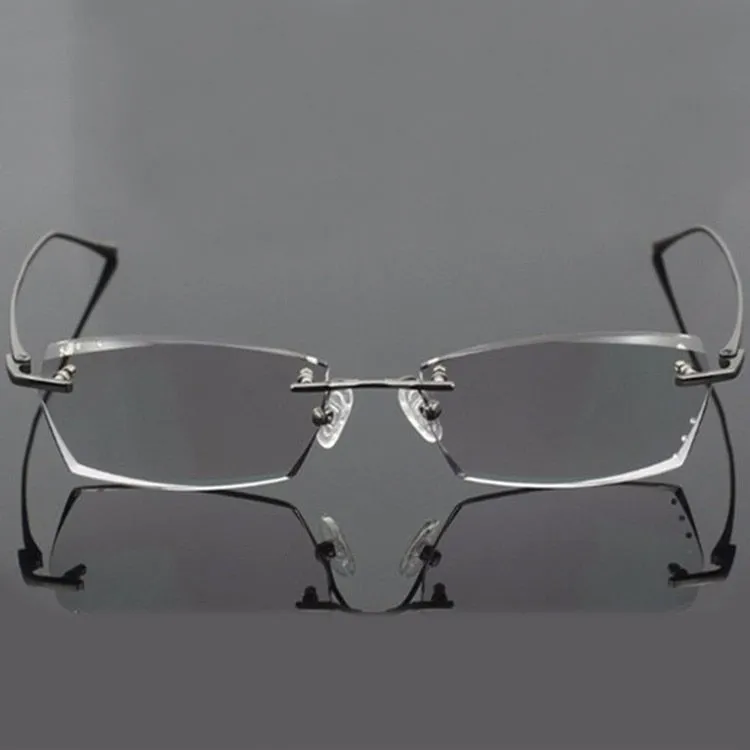 Chashma Ottica Men's Rimless Rectangle Titanium Eyeglasses Tinted Lenses 077