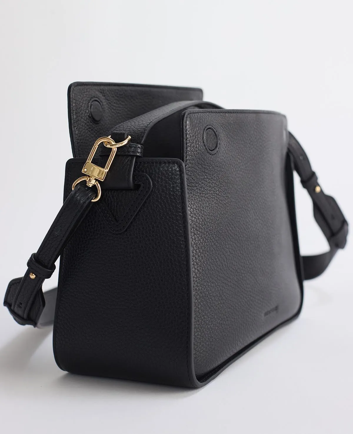 Clementine Bag: Black Pebbled Leather with Gold