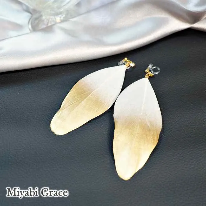 Dangle Feather Invisible Clip On Earrings ( White, Pink, Green, Black, White & Gold, Black & Silver)