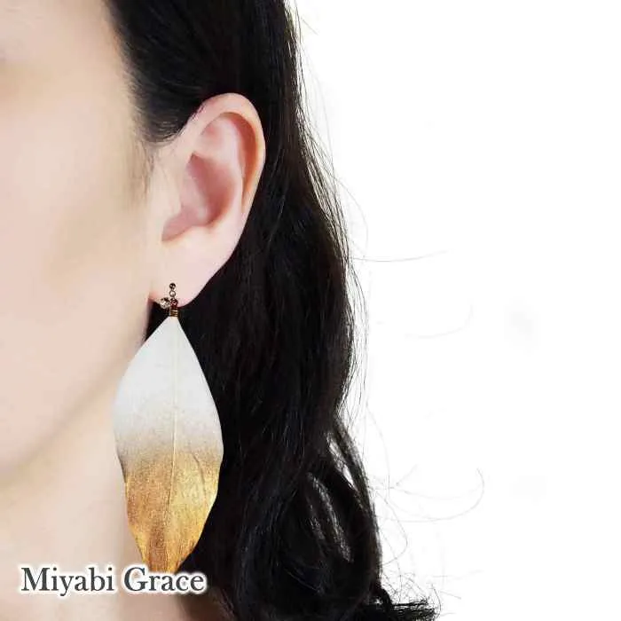 Dangle Feather Invisible Clip On Earrings ( White, Pink, Green, Black, White & Gold, Black & Silver)