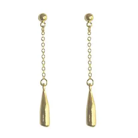 Dangle Gold Chain Triangle Screw-Back Clip On Earrings