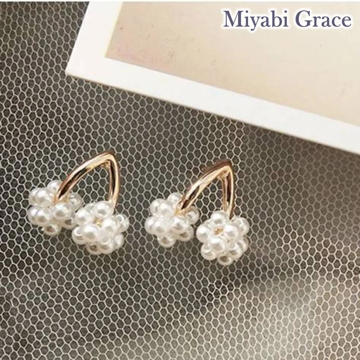 Double White Pearl Ball Gold Invisible Clip On Earrings