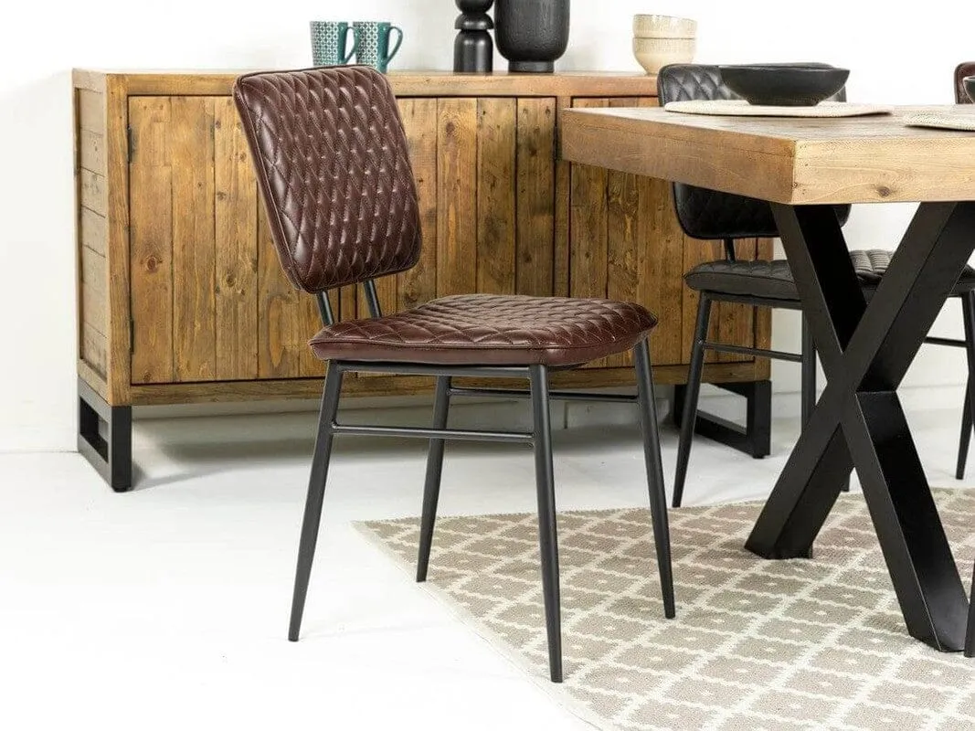 Exeter Extendable Dining Table (140cm - 180cm) & Brown Houston Dining Chairs