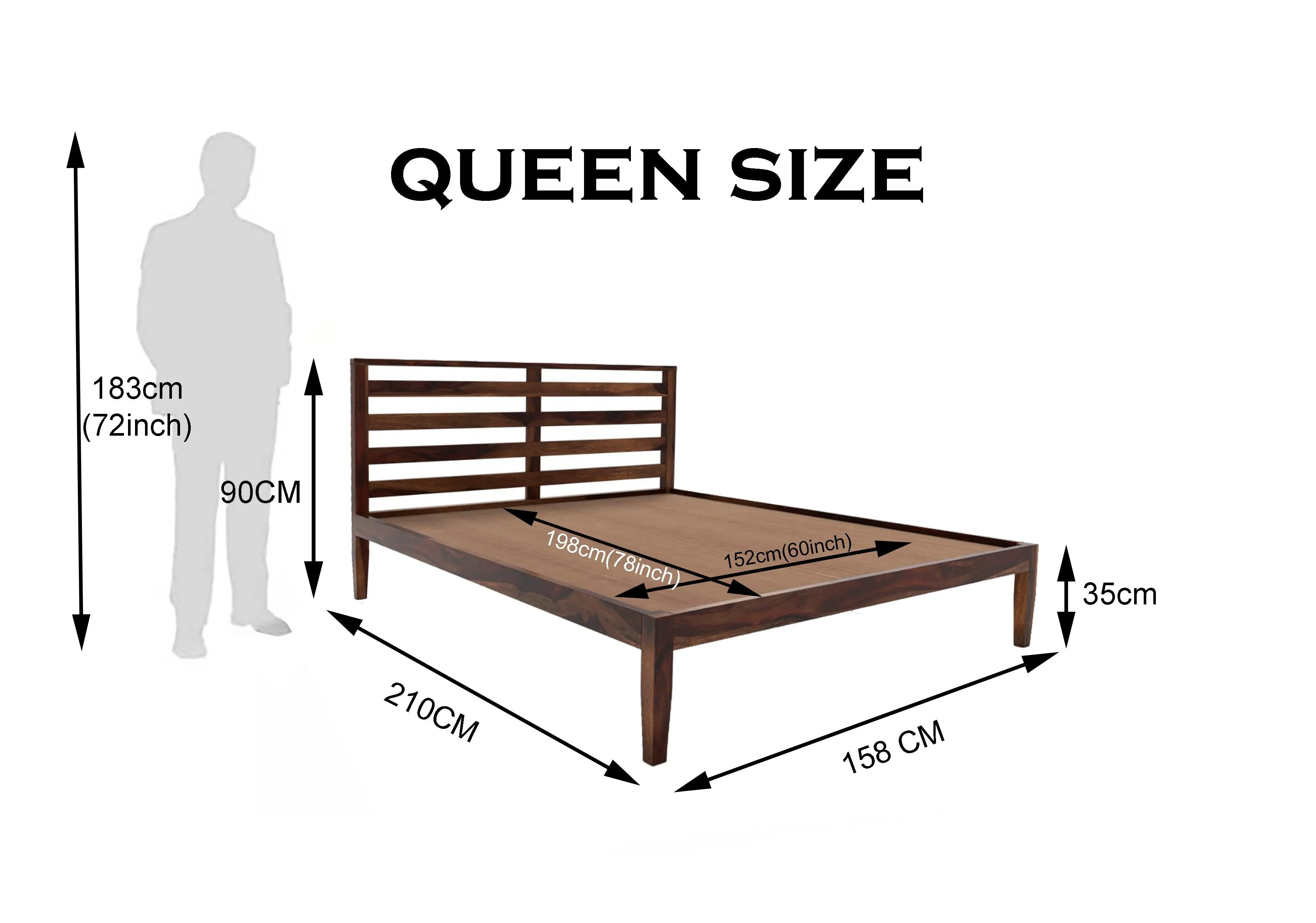 FEENA BED QUEEN Sheesham Wood (Honey Finish)