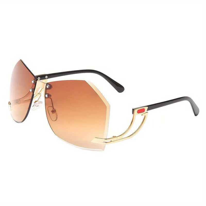 Flossy Oversize Irregular Rimless Frames Sunglasses