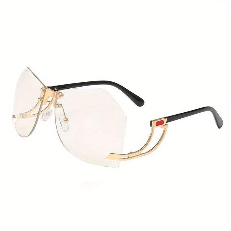 Flossy Oversize Irregular Rimless Frames Sunglasses