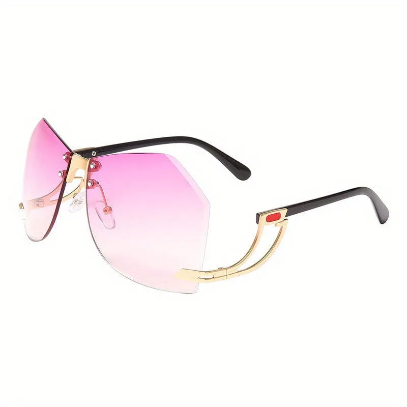 Flossy Oversize Irregular Rimless Frames Sunglasses