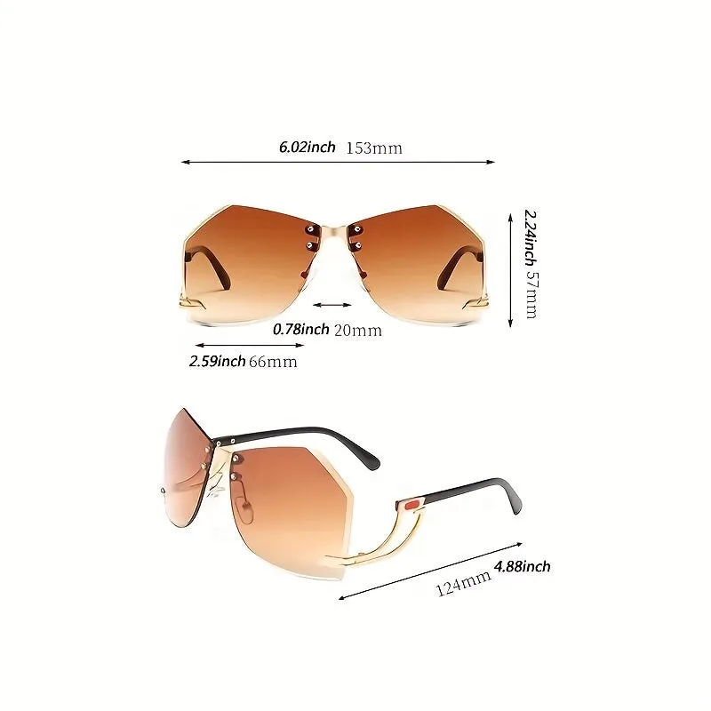 Flossy Oversize Irregular Rimless Frames Sunglasses