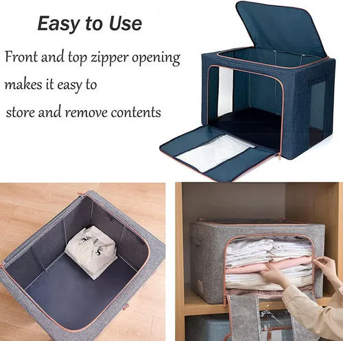 Foldable 24L Linen Storage Box with Steel Frame