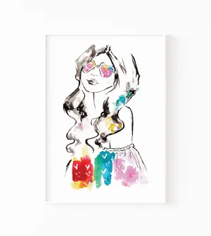 Forever Summer Watercolor Fashion Illustration Print