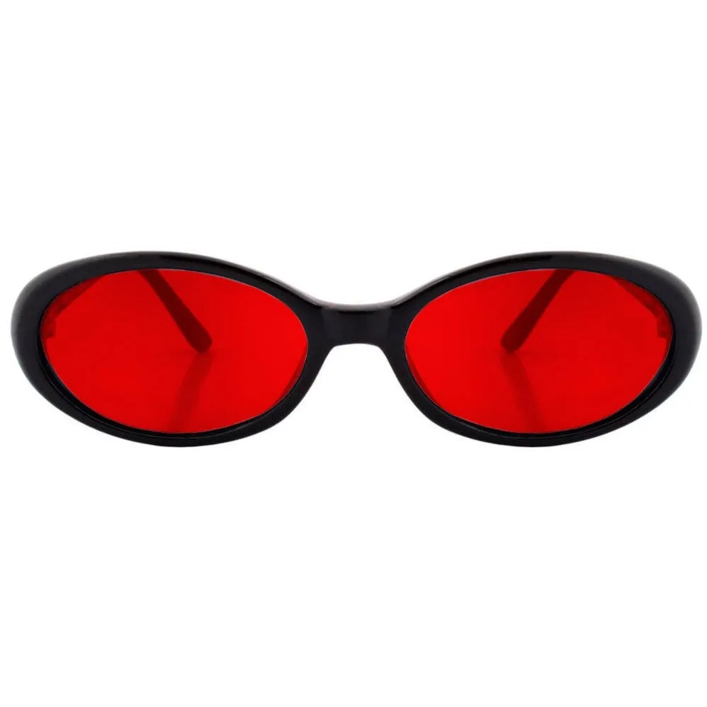 FUNKED Black/Red Oval Sunglasses