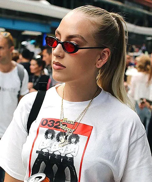 FUNKED Black/Red Oval Sunglasses