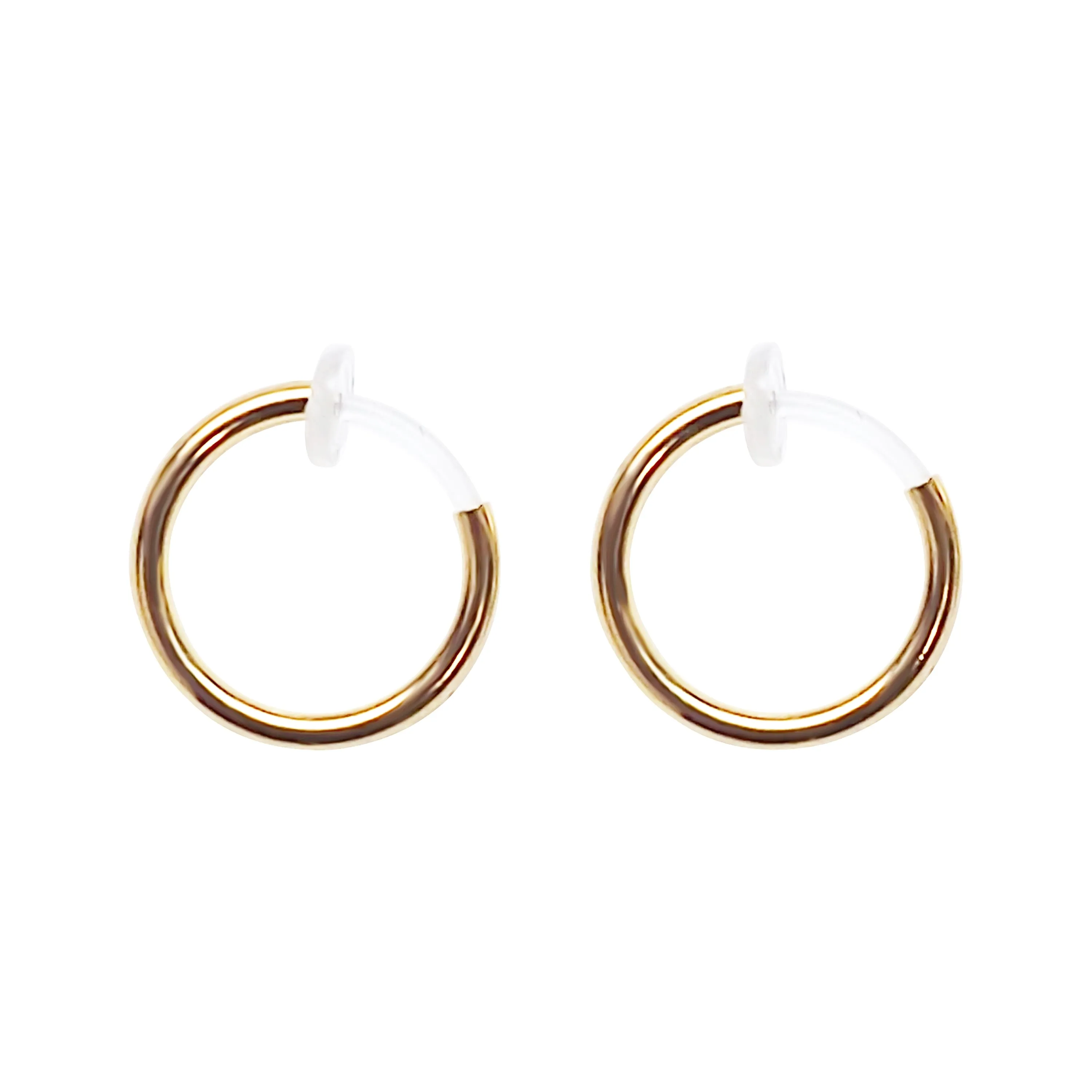 Gold 12mm 15mm Resin Clip On Hoop Earrings