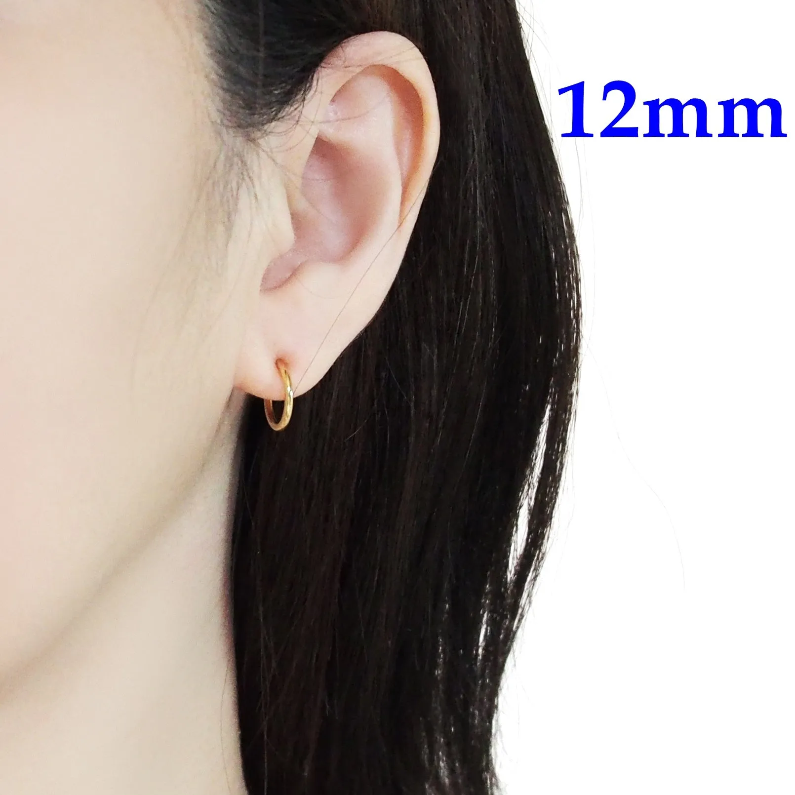 Gold 12mm 15mm Resin Clip On Hoop Earrings