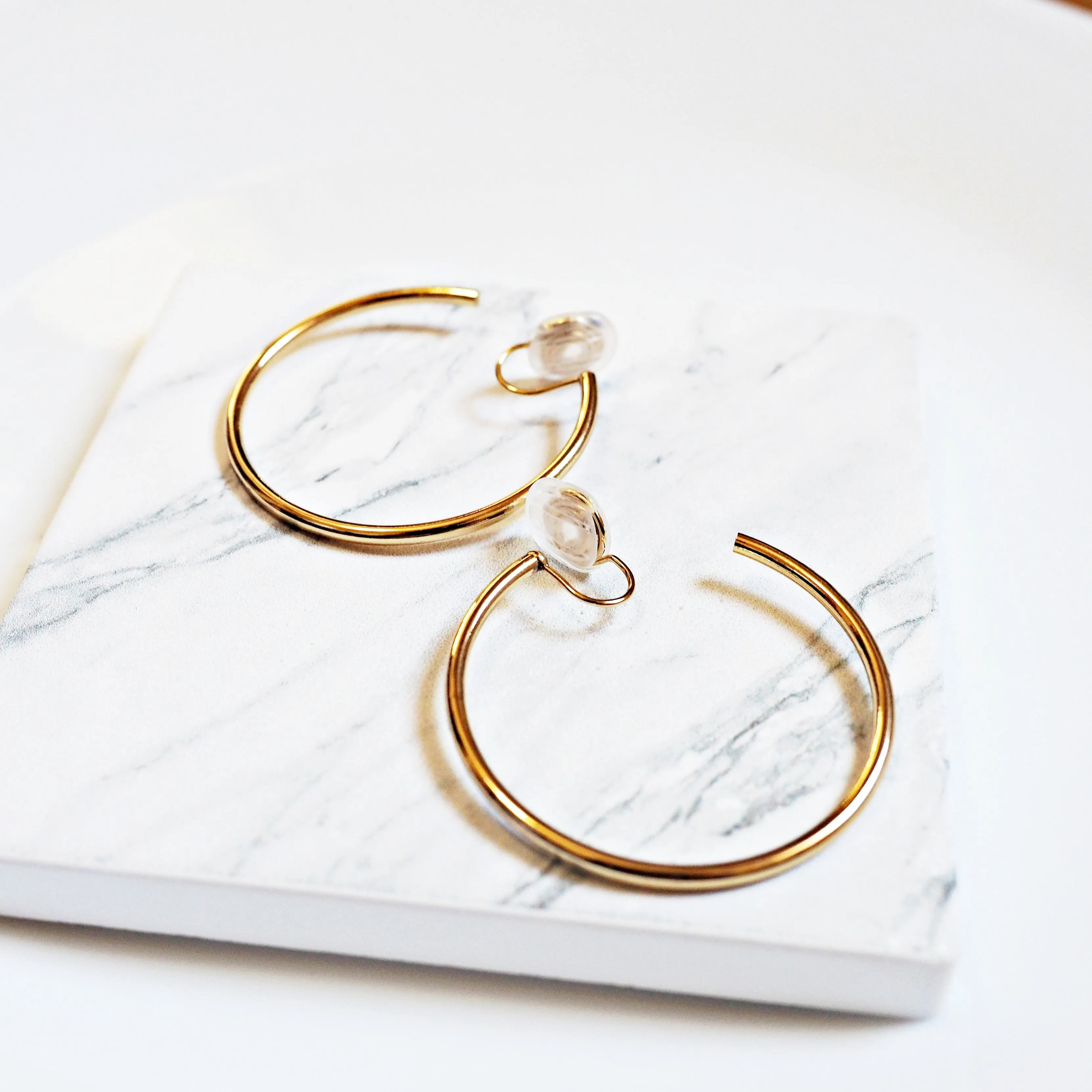 Gold 40mm Hoop Clip Angle Adjustable Spiral Clip On Earrings