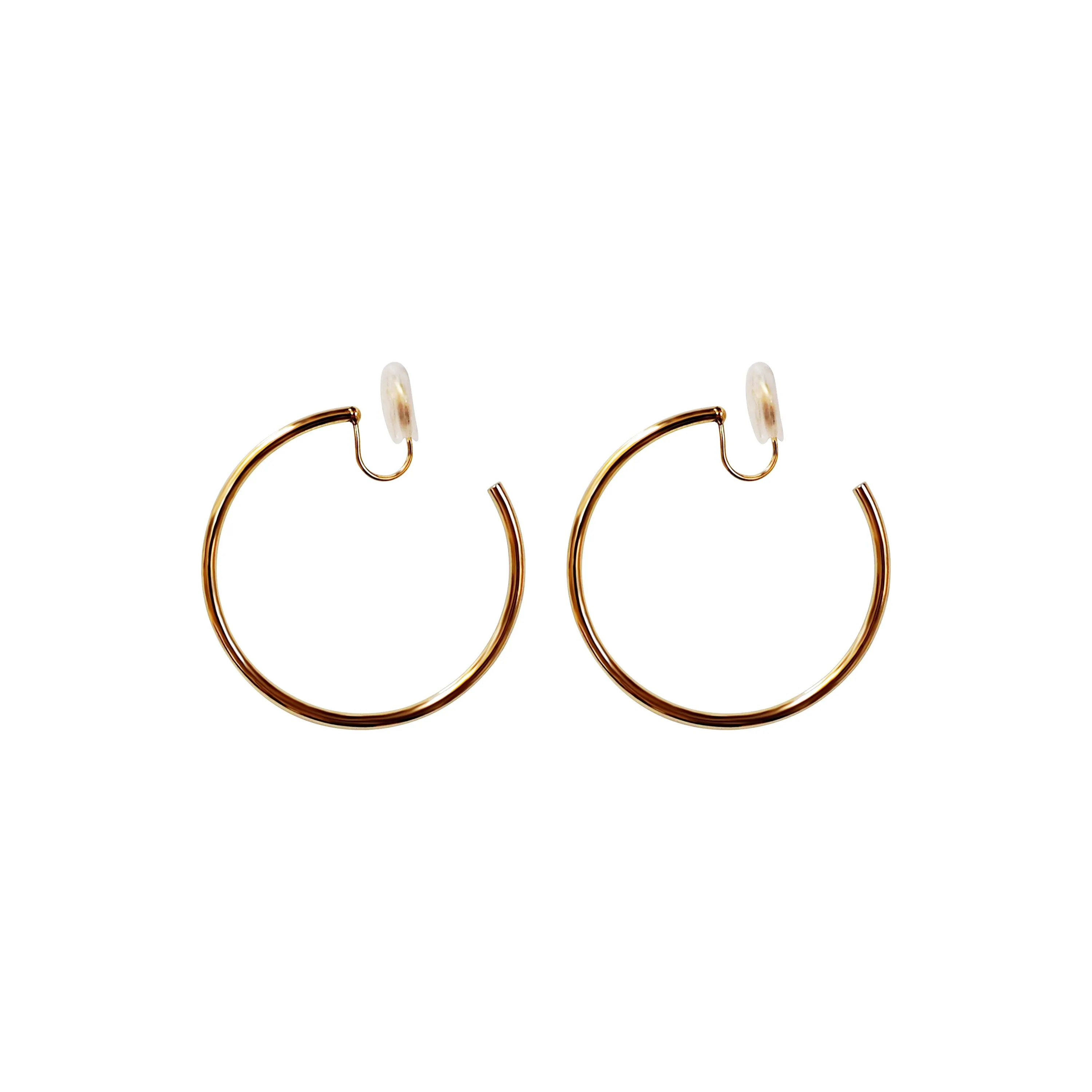 Gold 40mm Hoop Clip Angle Adjustable Spiral Clip On Earrings