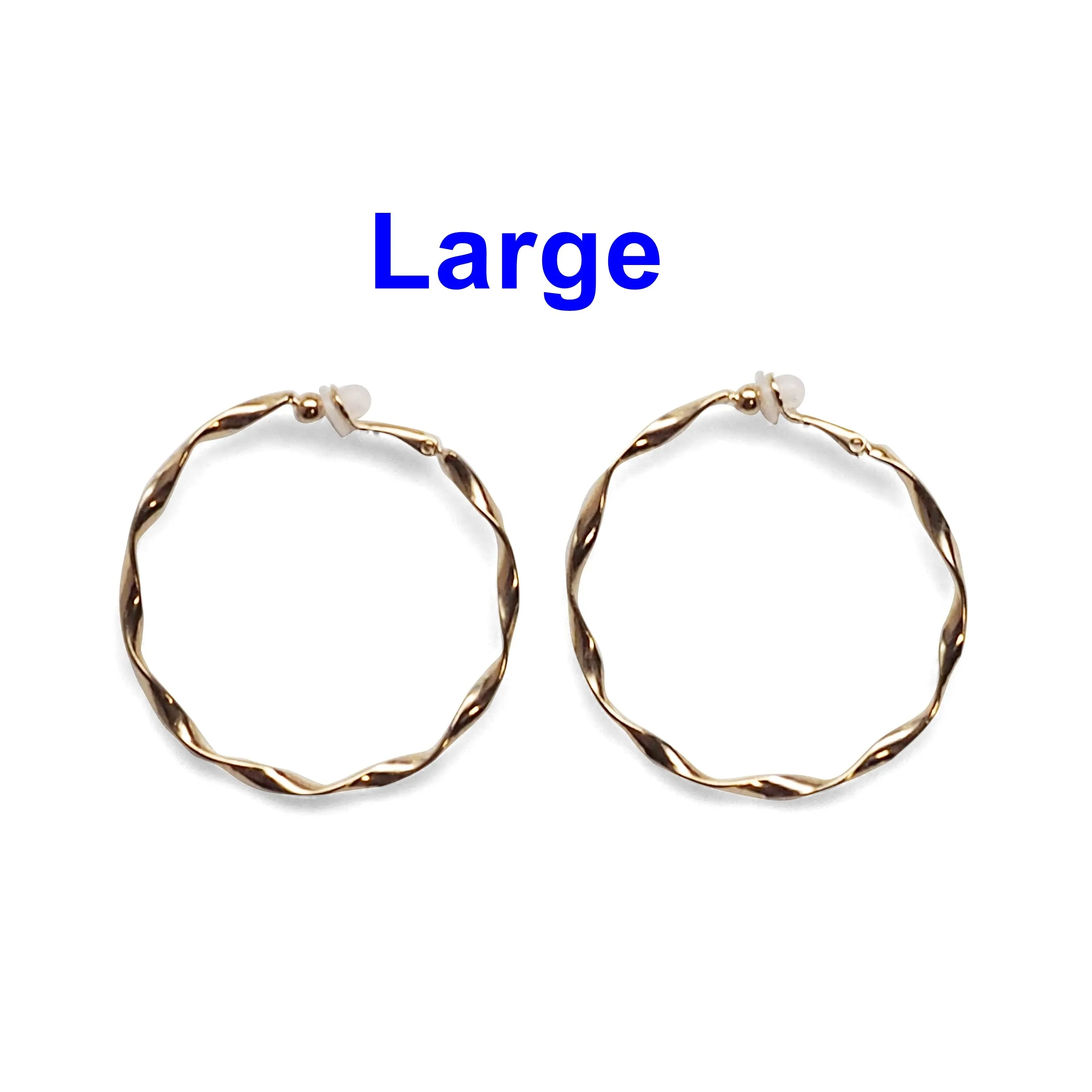 Gold Twisted Clip On Hoop Earrings