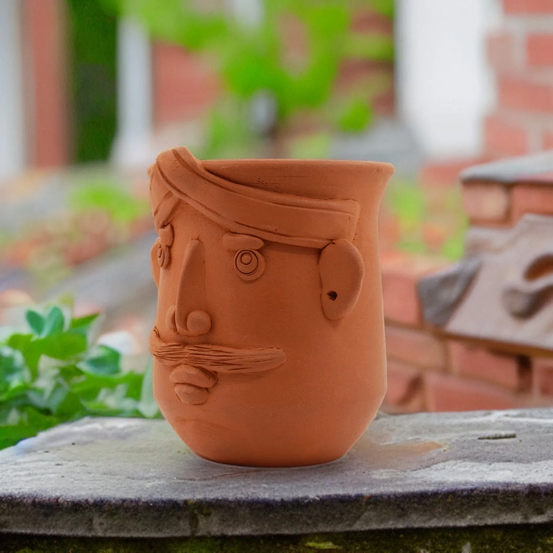 Handmade Terracotta Table Top Planter Lady Face